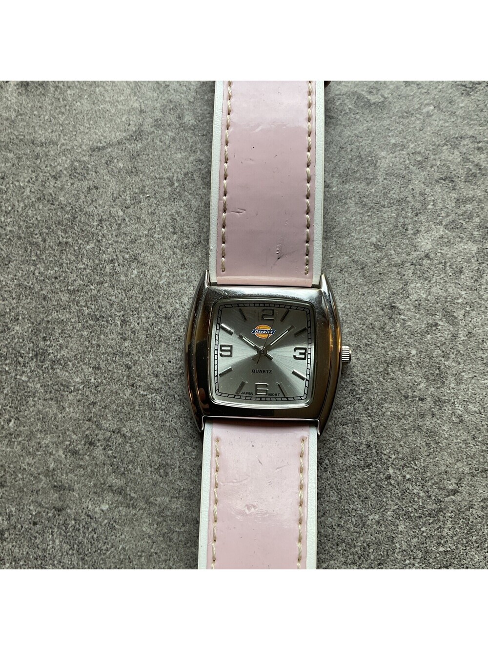 Dickies Womens Watch 34mm Silver Tone Case With Pink Leather Band Bin C